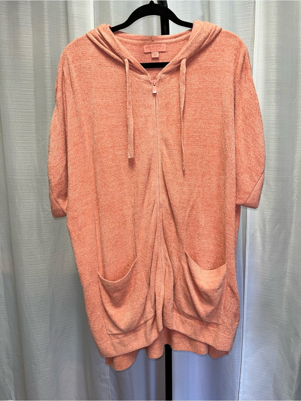 Barefoot Dreams CozyChic Ultra Lite Short Slve Zip Up Hoodie | size xxs/xs